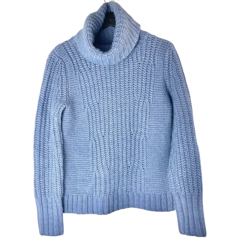 Banana Republic - Mixed Stitch Turtleneck Sweater Alpaca Wool blend in Blue Sz S